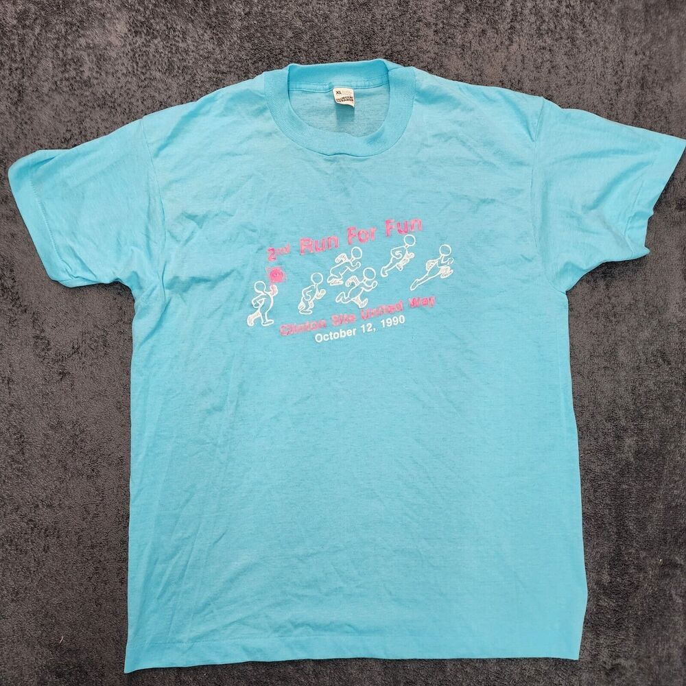 Screen Stars Vintage 90's Blue T-shirt Clinton Site United Run Size XL